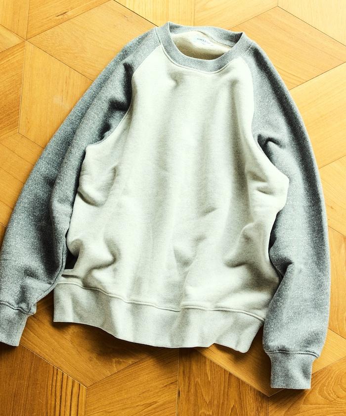 COMFORT HEATHER 復古風格內刷毛插肩圓領衛衣