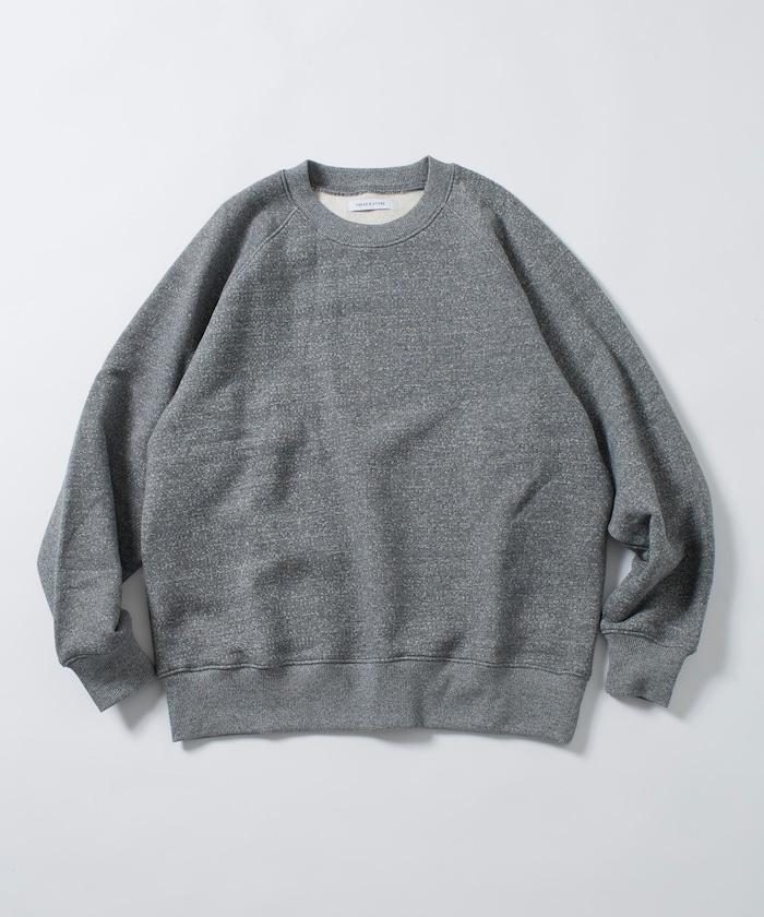 COMFORT HEATHER 復古風格內刷毛插肩圓領衛衣