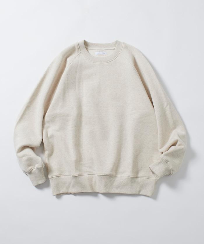 COMFORT HEATHER 復古風格內刷毛插肩圓領衛衣