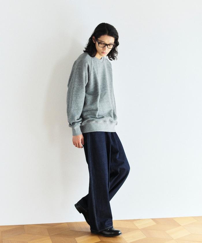 COMFORT HEATHER 復古風格內刷毛插肩圓領衛衣