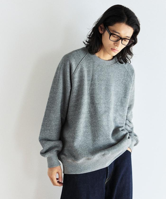 COMFORT HEATHER 復古風格內刷毛插肩圓領衛衣