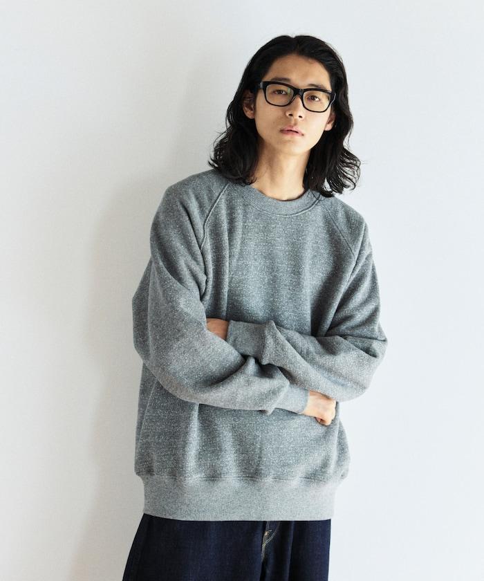 COMFORT HEATHER 復古風格內刷毛插肩圓領衛衣