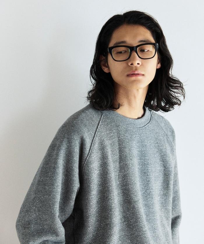 COMFORT HEATHER 復古風格內刷毛插肩圓領衛衣