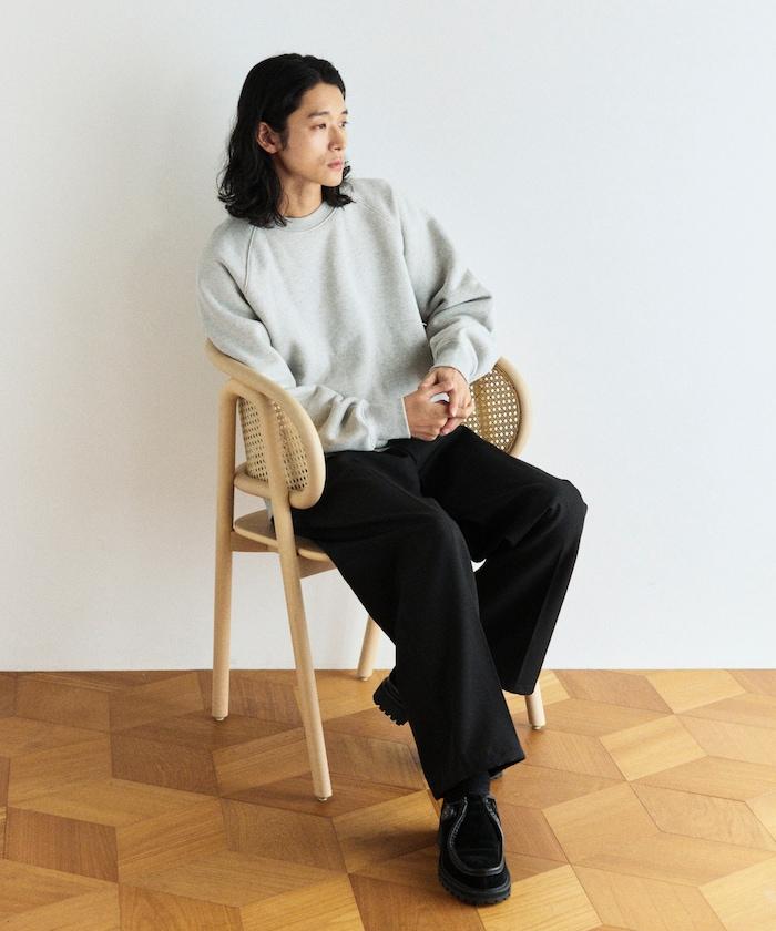 COMFORT HEATHER 復古風格內刷毛插肩圓領衛衣