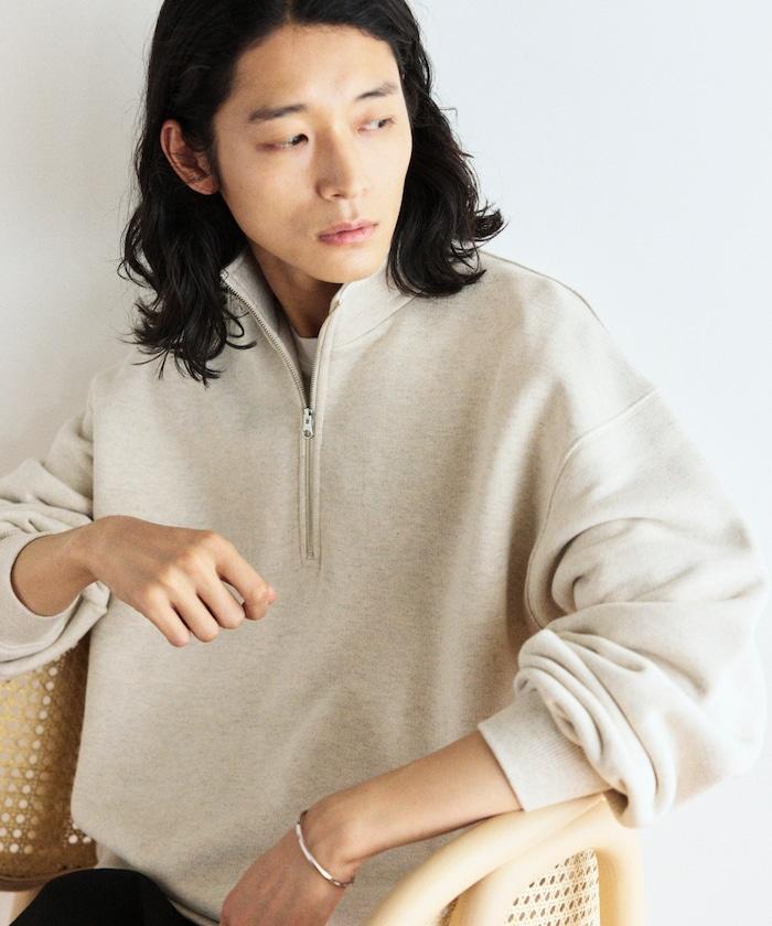 COMFORT HEATHER 復古風格加絨半拉鍊衛衣