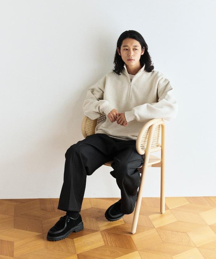 COMFORT HEATHER 復古風格加絨半拉鍊衛衣