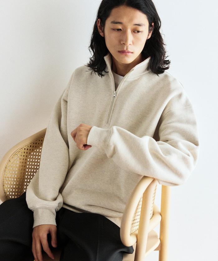 COMFORT HEATHER 復古風格加絨半拉鍊衛衣