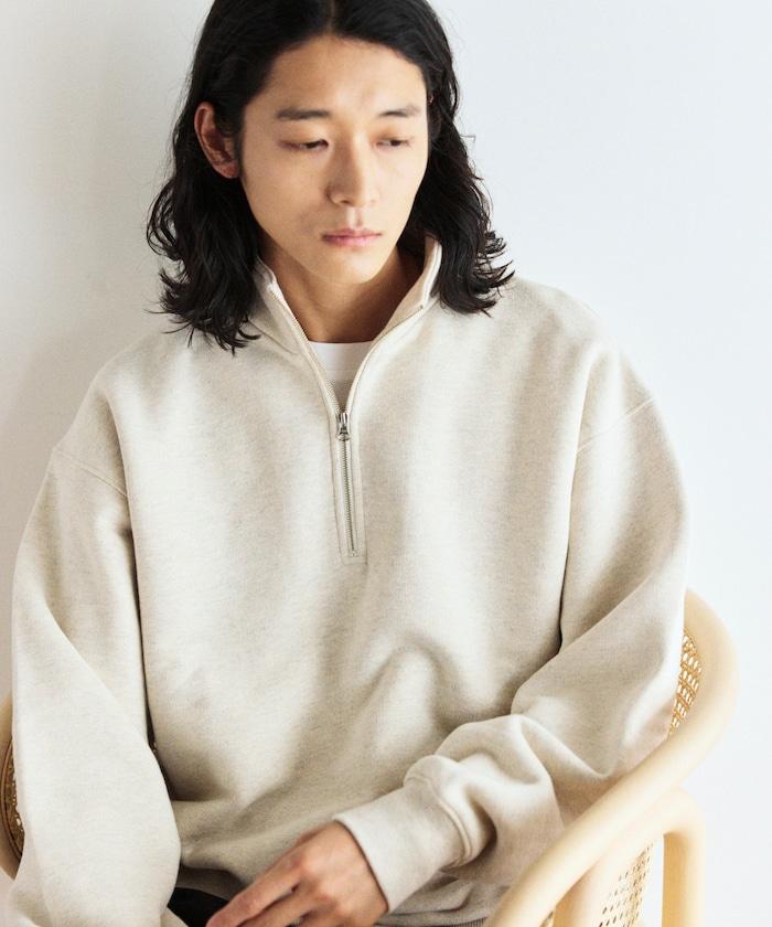 COMFORT HEATHER 復古風格加絨半拉鍊衛衣