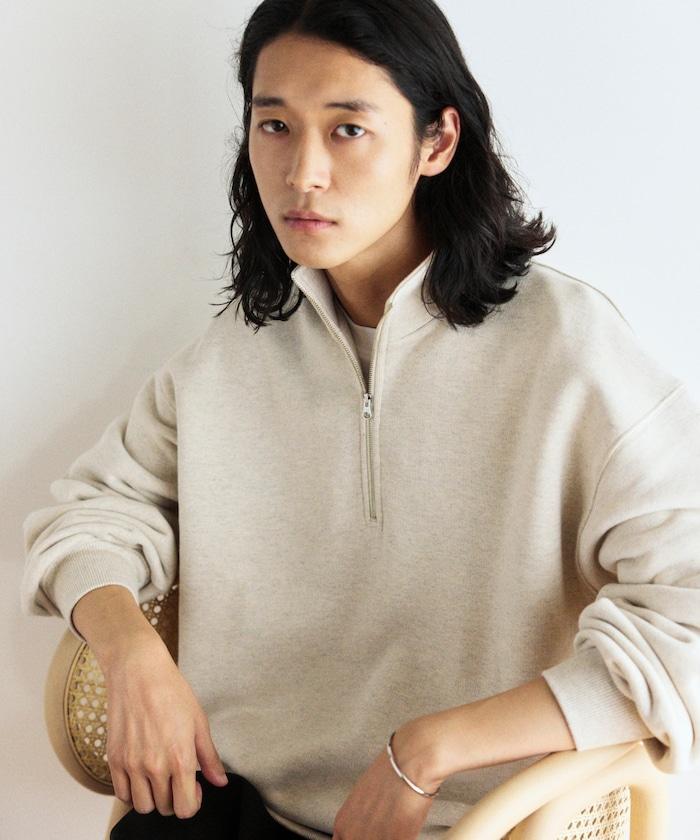 COMFORT HEATHER 復古風格加絨半拉鍊衛衣