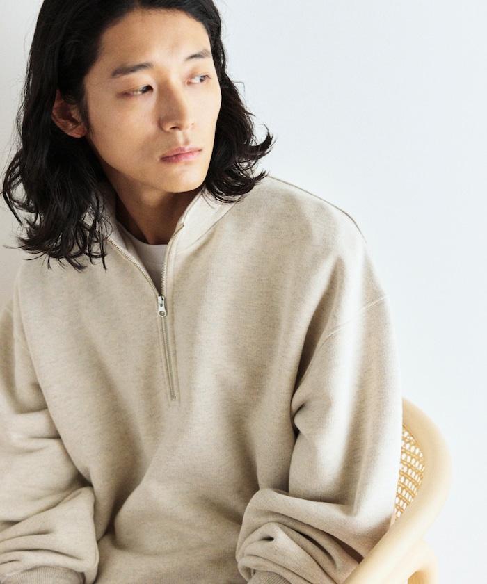 COMFORT HEATHER 復古風格加絨半拉鍊衛衣