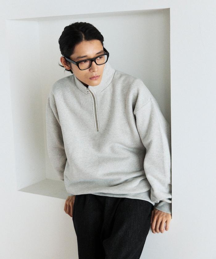 COMFORT HEATHER 復古風格加絨半拉鍊衛衣