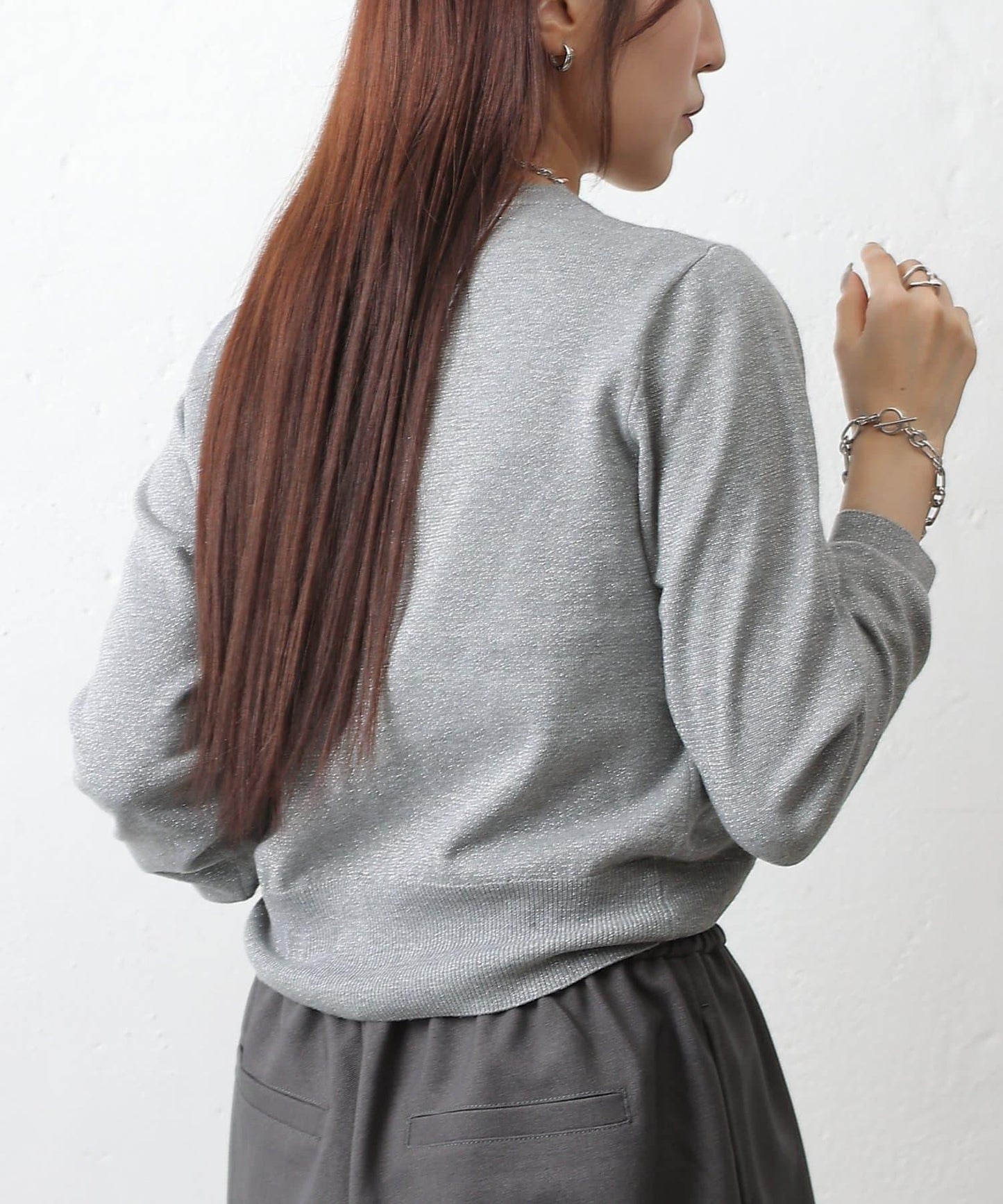 亮片圓領針織上衣