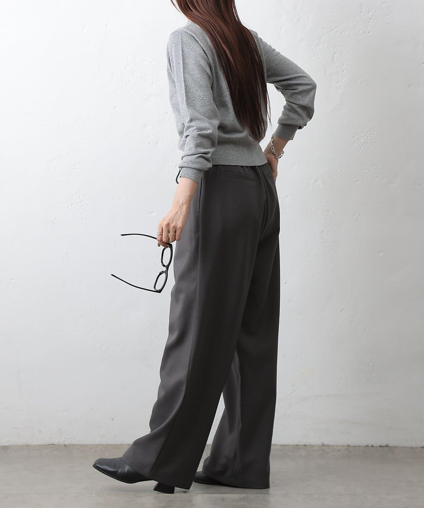 亮片圓領針織上衣