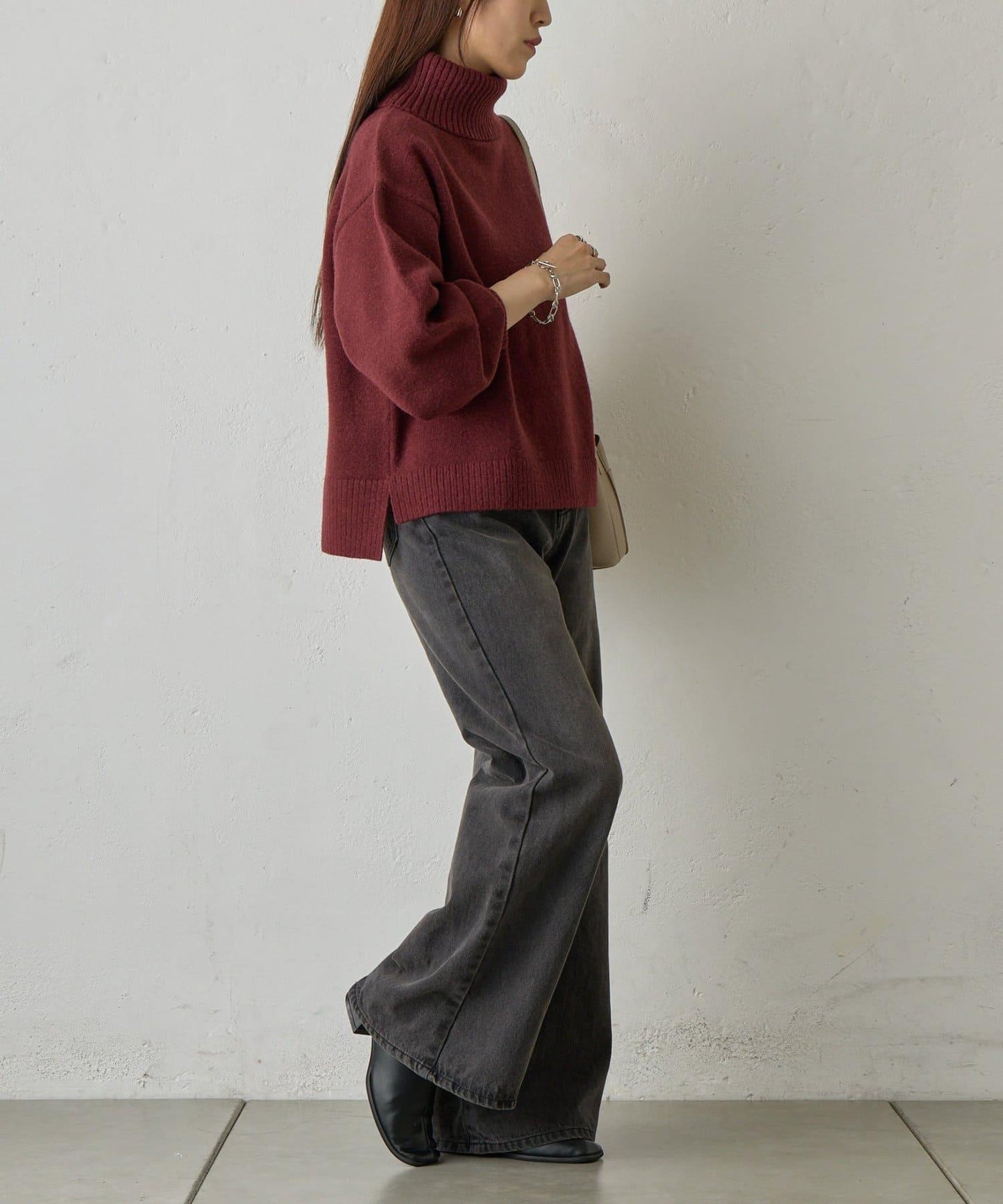 寬鬆柔軟高領針織衫