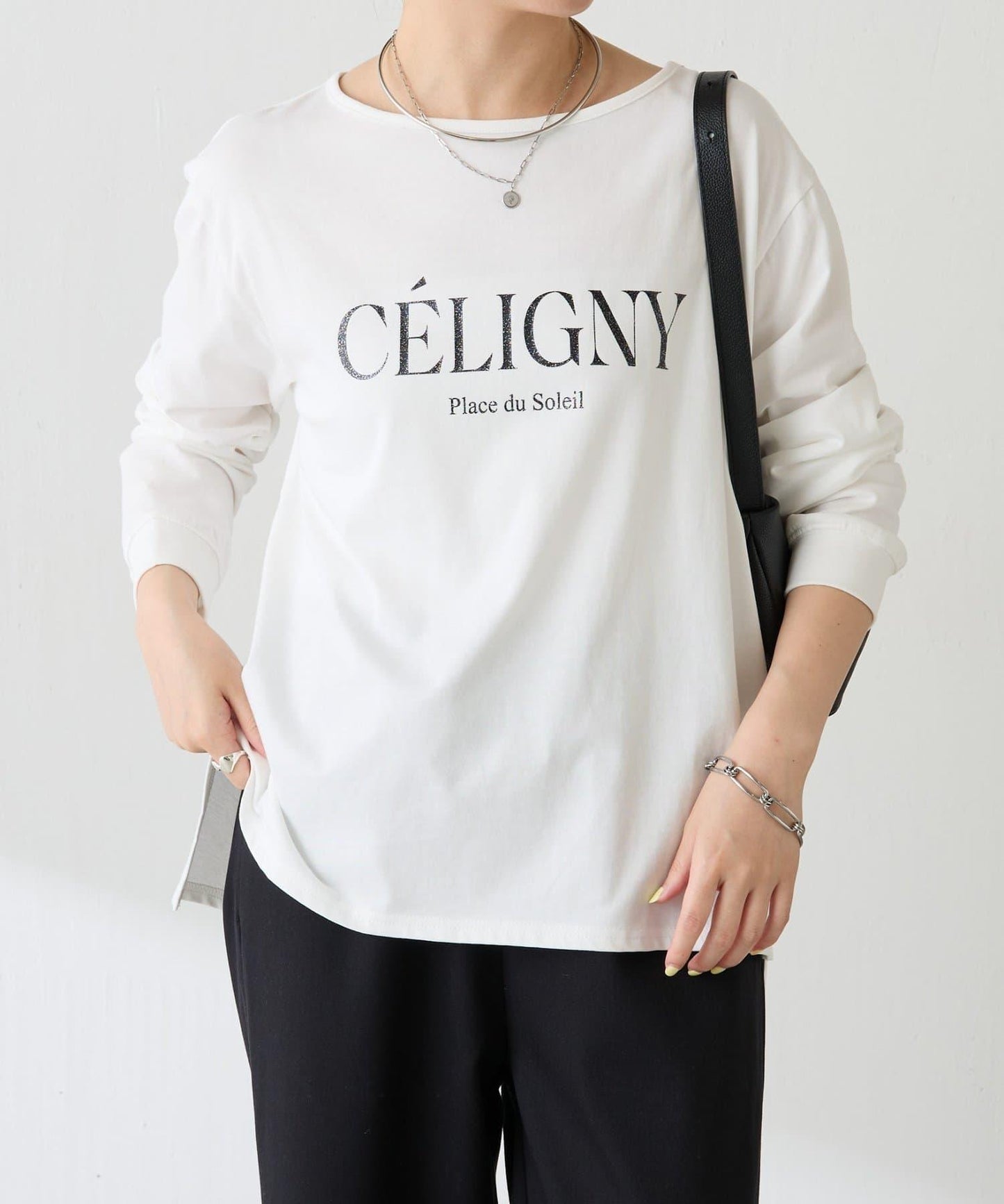 亮片字母長袖T恤/疊穿單品