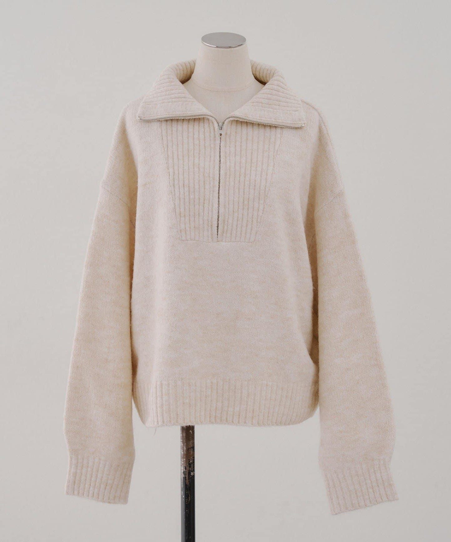 柔軟觸感仿犛牛絨半拉鍊針織衫