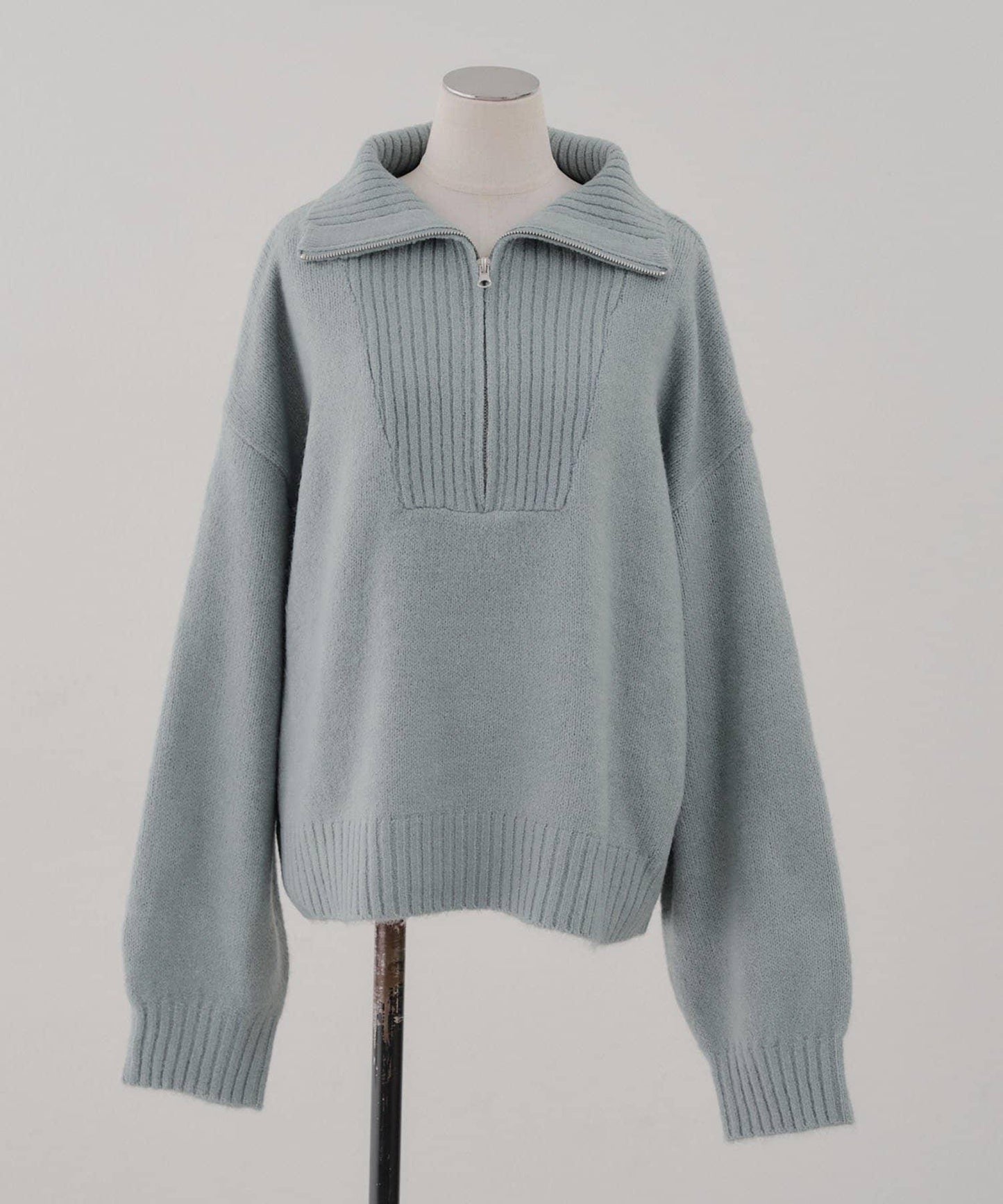 柔軟觸感仿犛牛絨半拉鍊針織衫