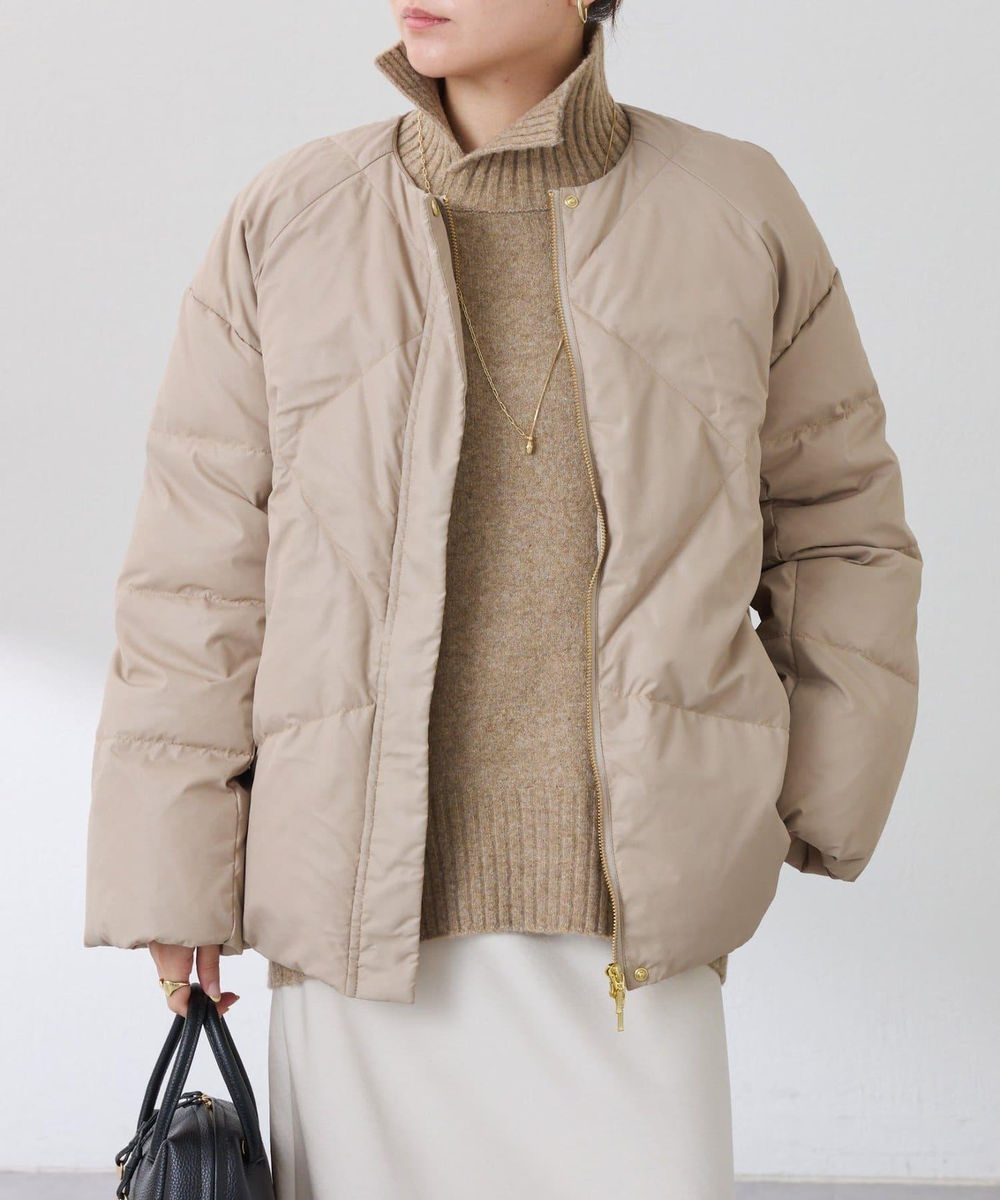 【可水洗針織】羊毛混紡開叉高領針織衫