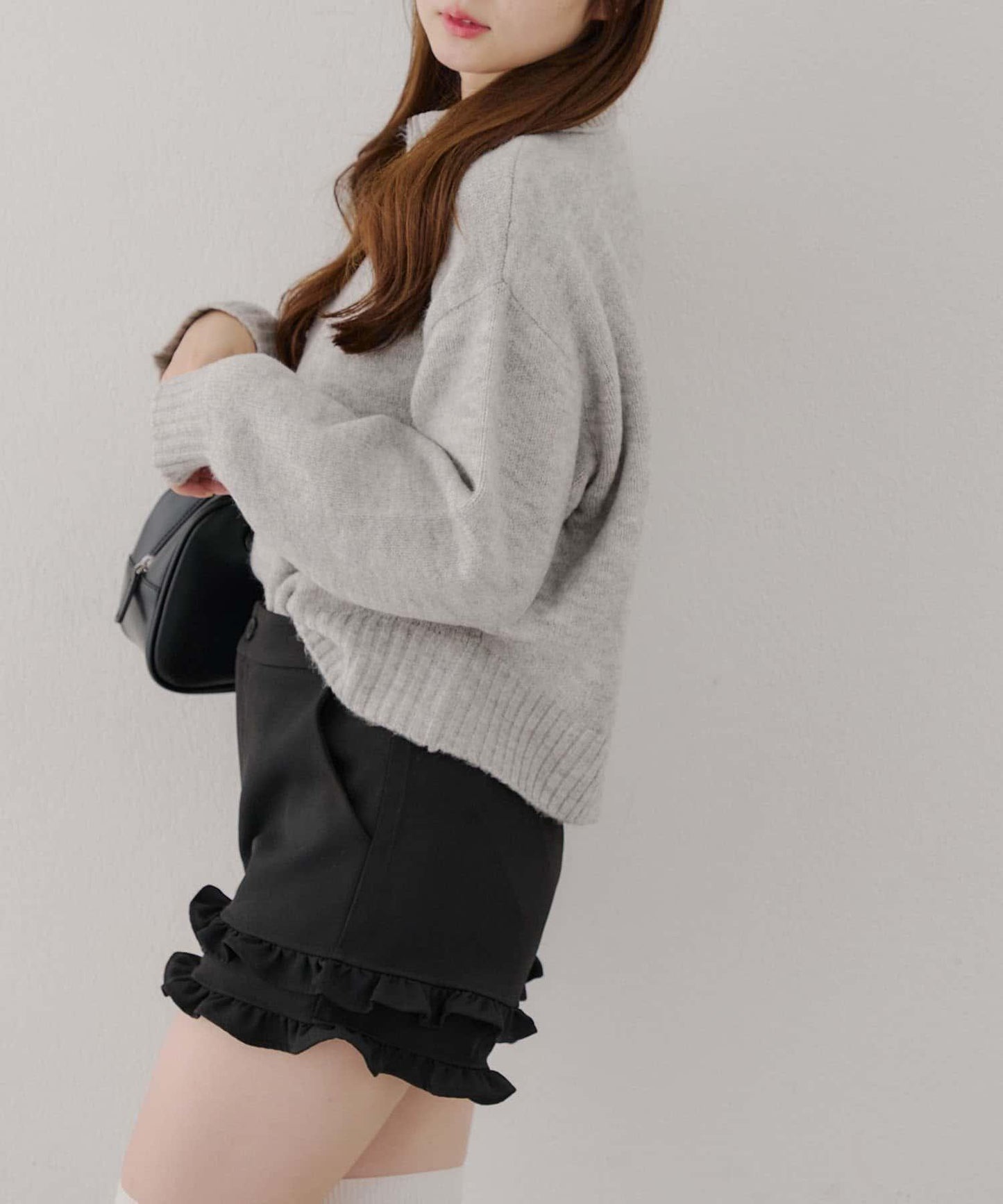 柔軟觸感仿犛牛絨半拉鍊針織衫