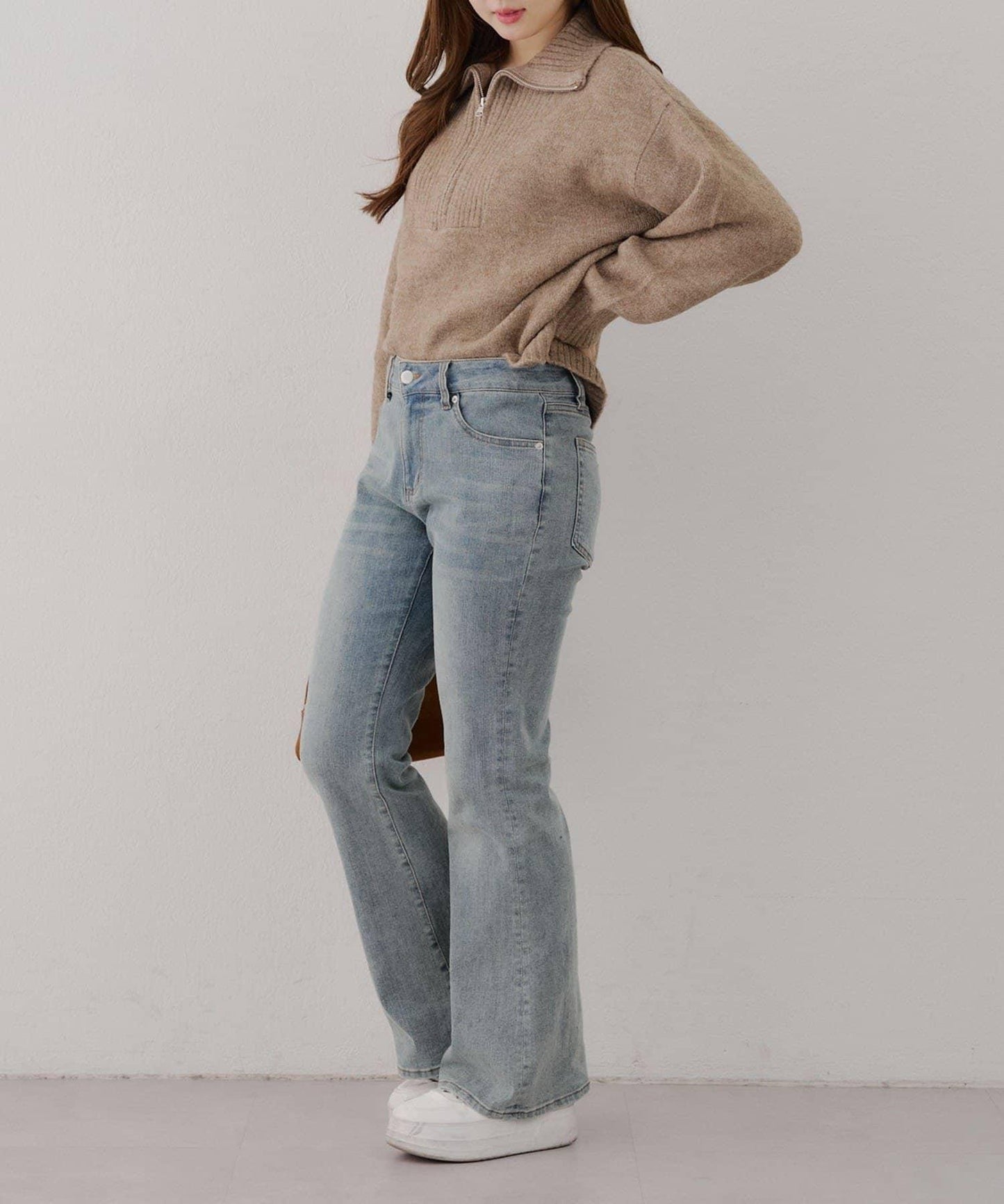 柔軟觸感仿犛牛絨半拉鍊針織衫