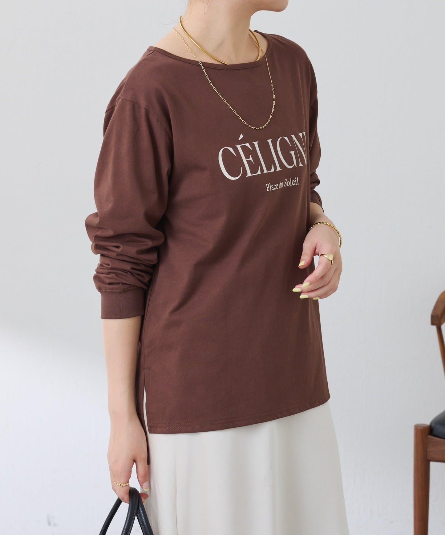 亮片字母長袖T恤/疊穿單品