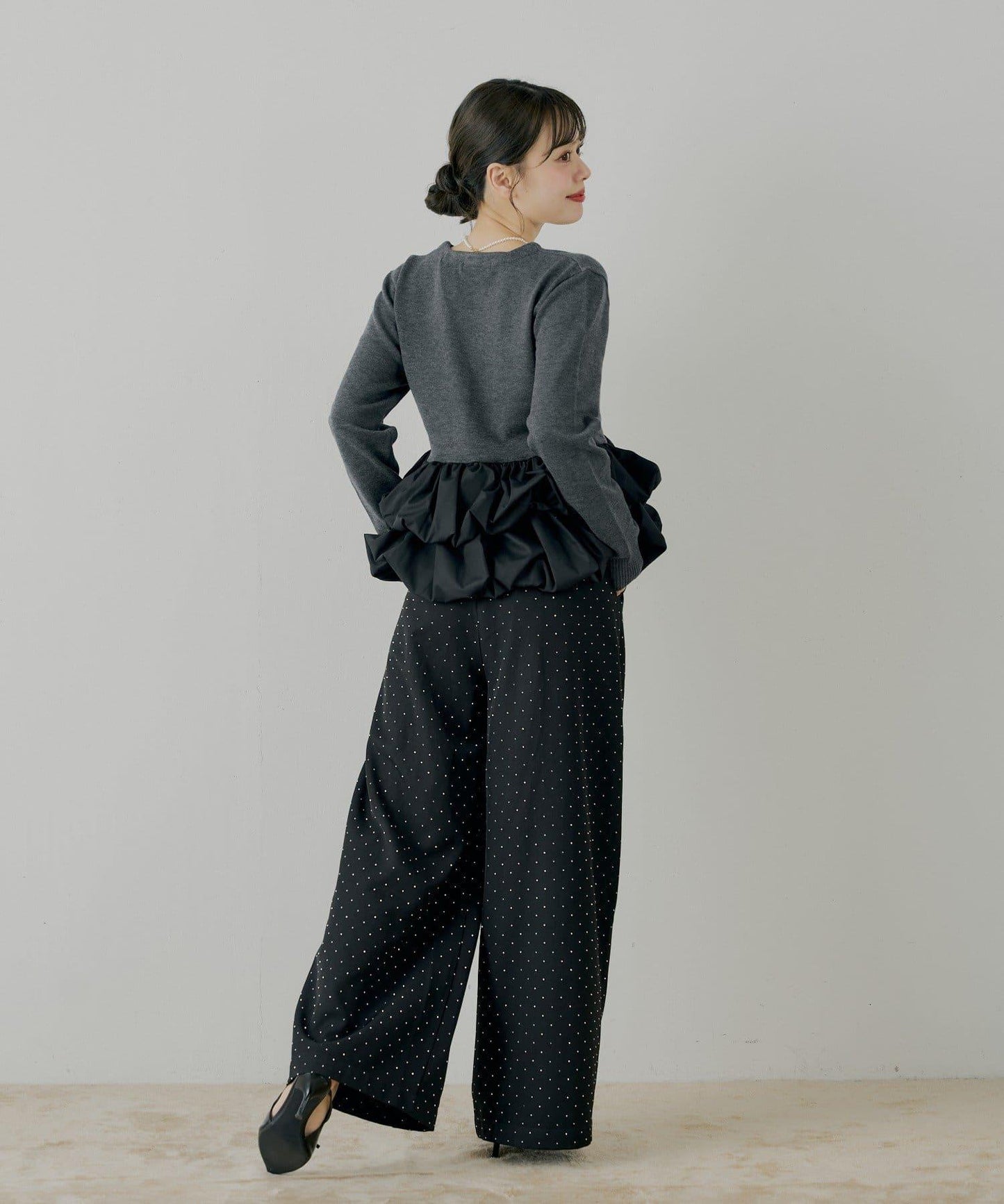 【SALON by Chico】荷葉邊拼接長款上衣