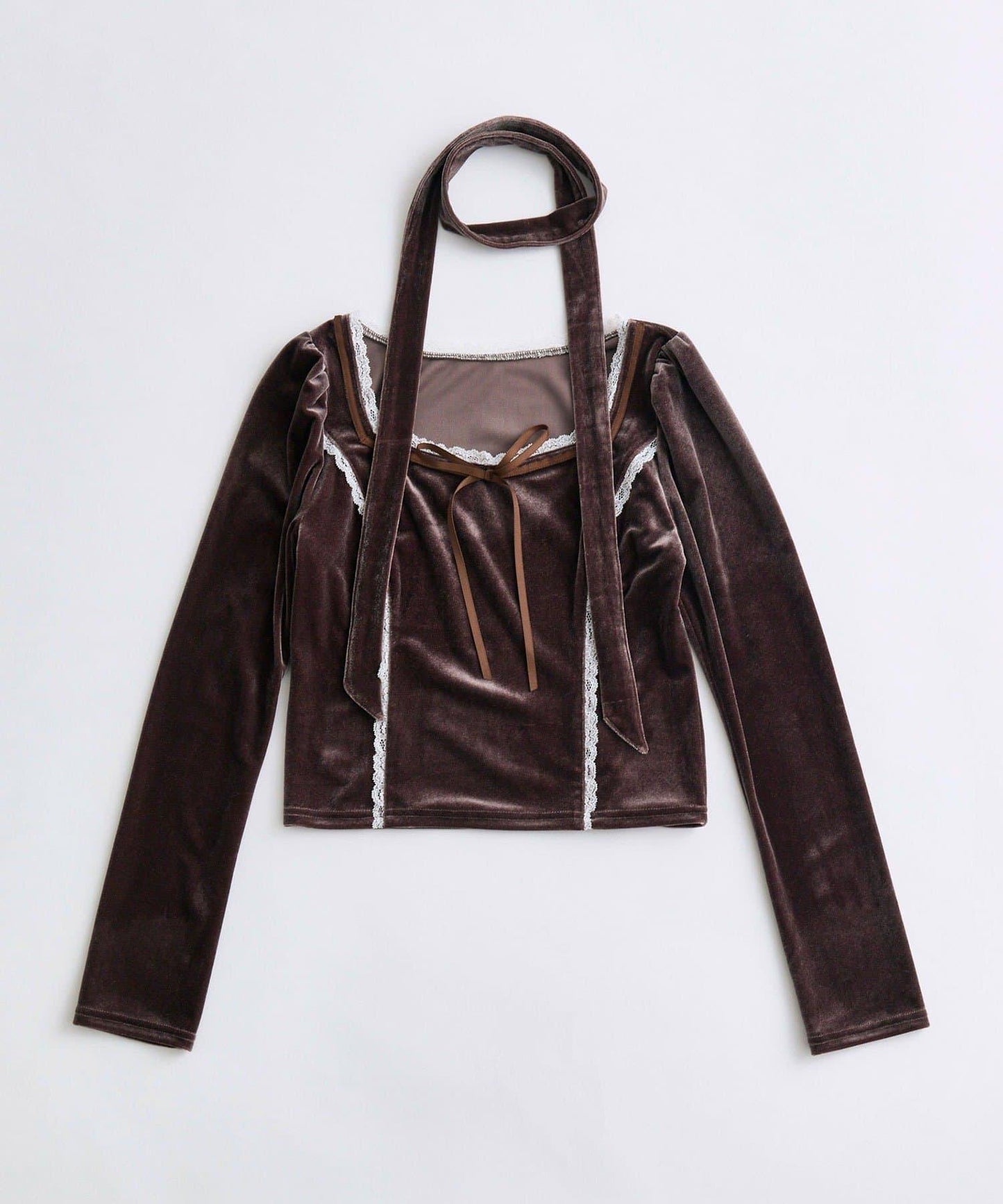 帶領結天鵝絨上衣