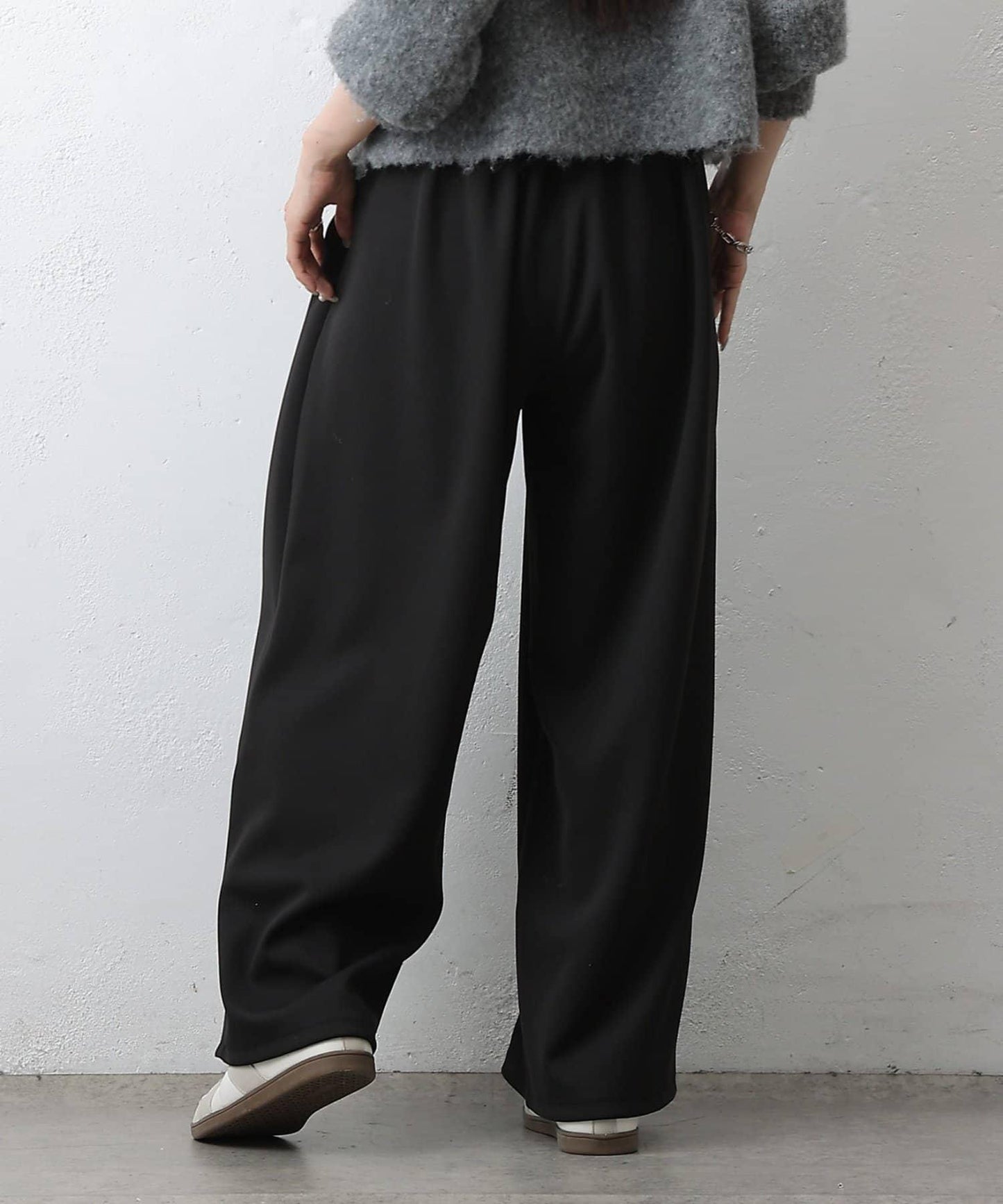 中縫針織寬腿褲