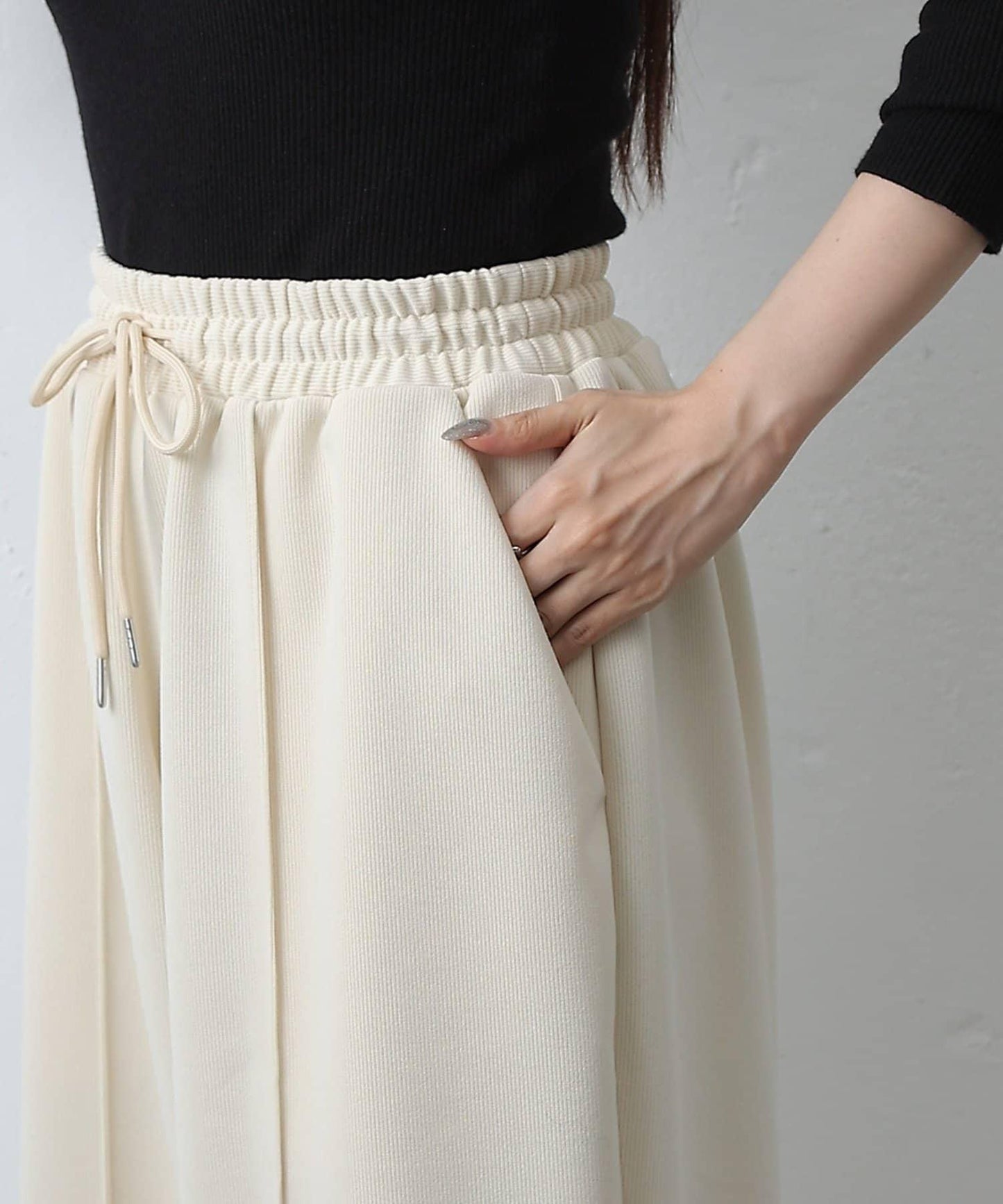 中縫針織寬腿褲