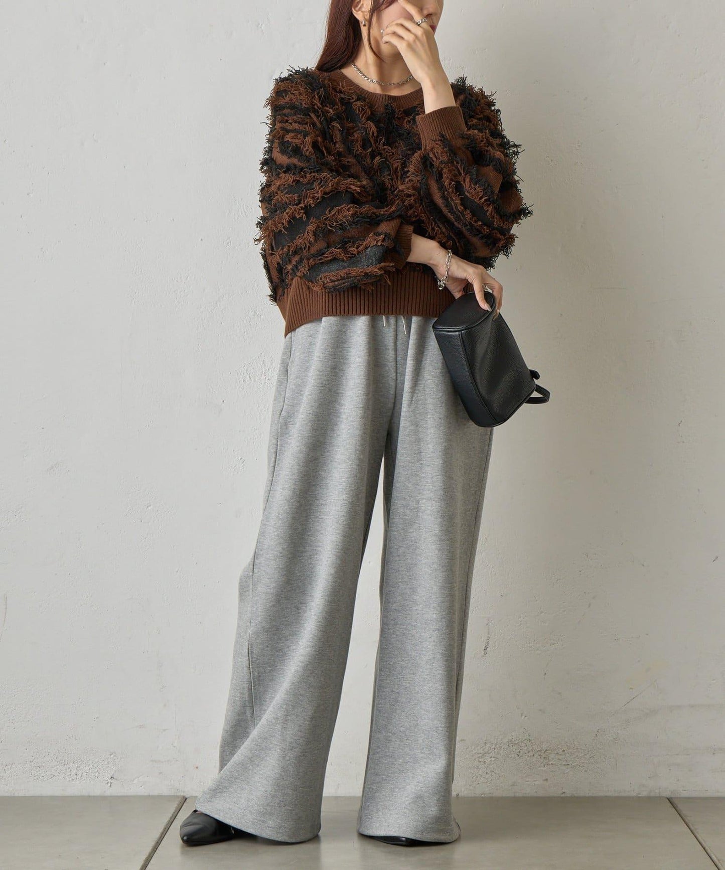 流蘇提花針織套頭衫