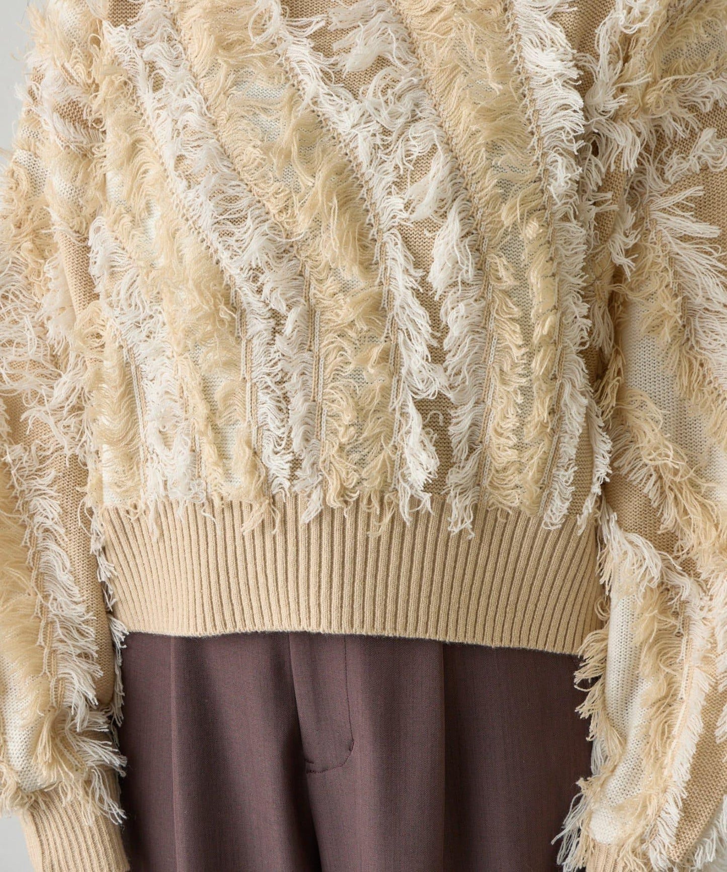 流蘇提花針織套頭衫