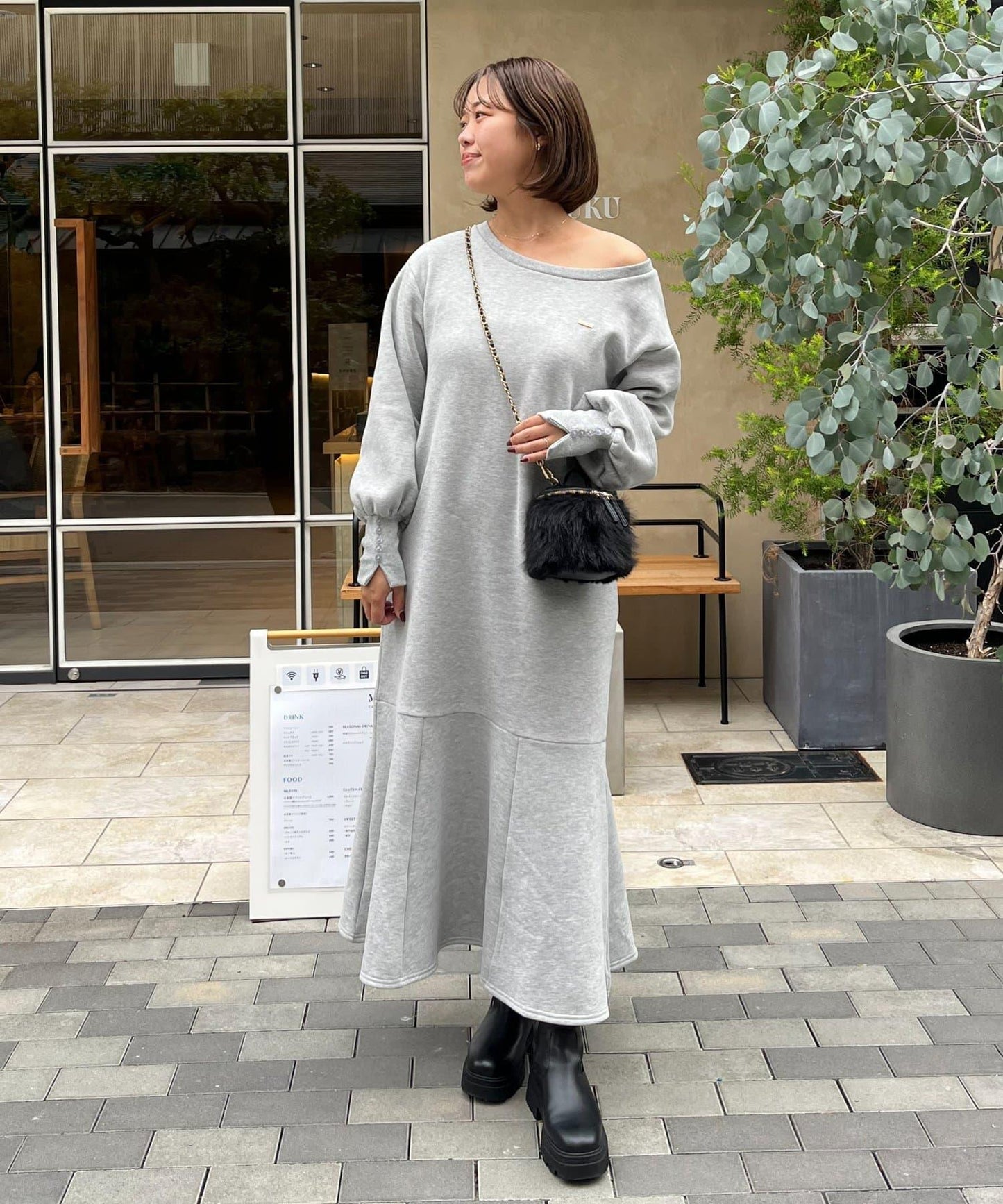 【SAPON】船領加絨衛衣連衣裙