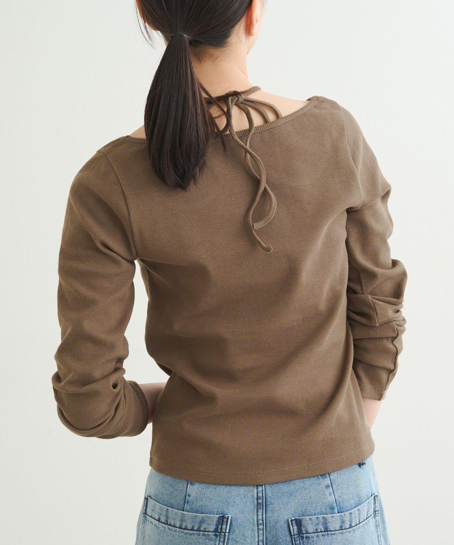 【earthy_】羅紋心形領吊帶上衣