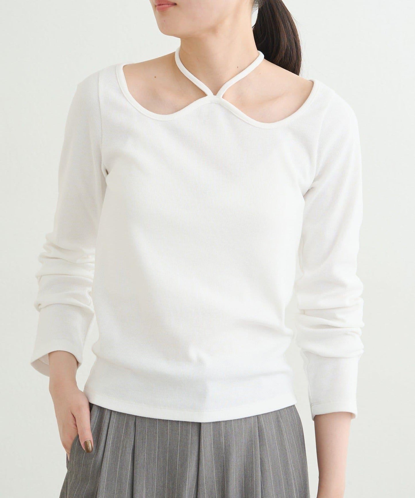 【earthy_】羅紋心形領吊帶上衣