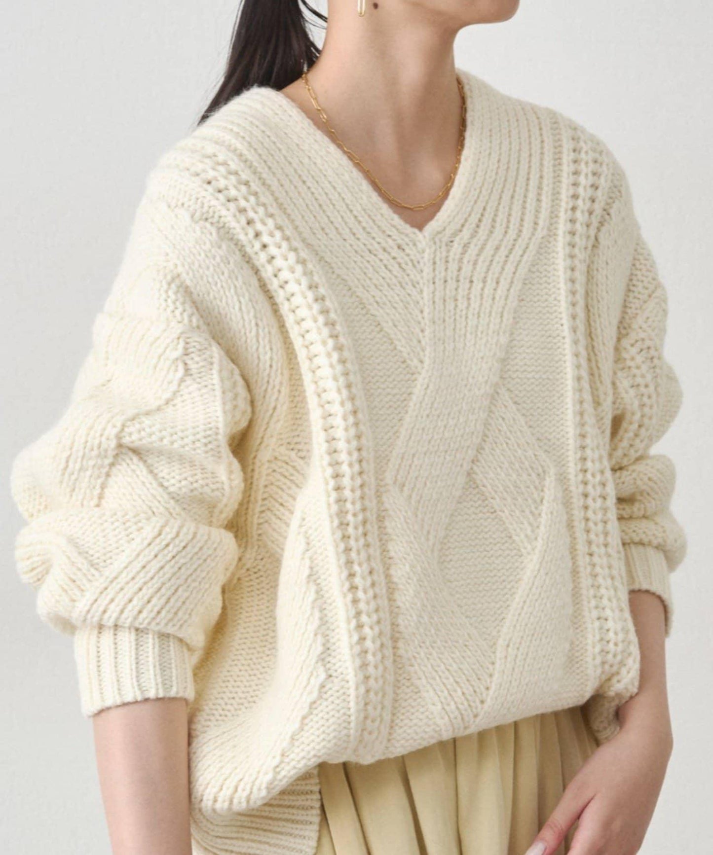 麻花V領針織衫