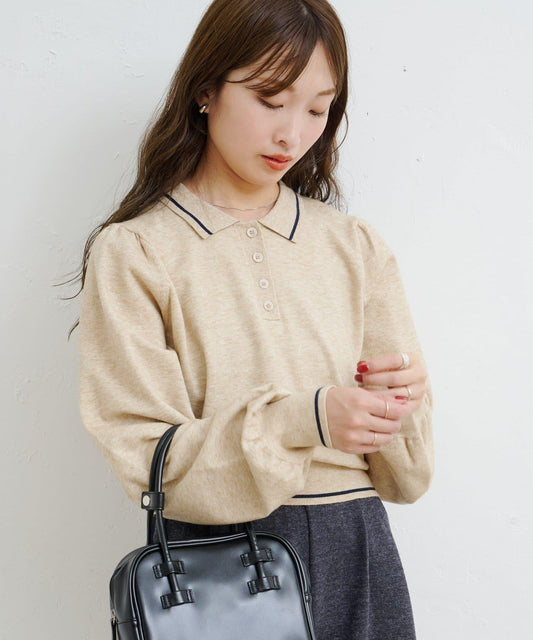 B字母圖案針織POLO衫