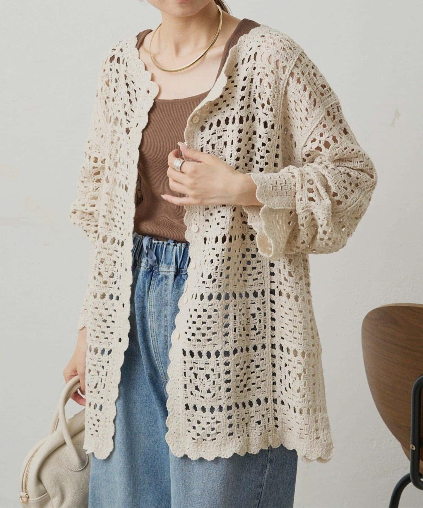 【PUAL CE CIN】鉤針編織針織開衫