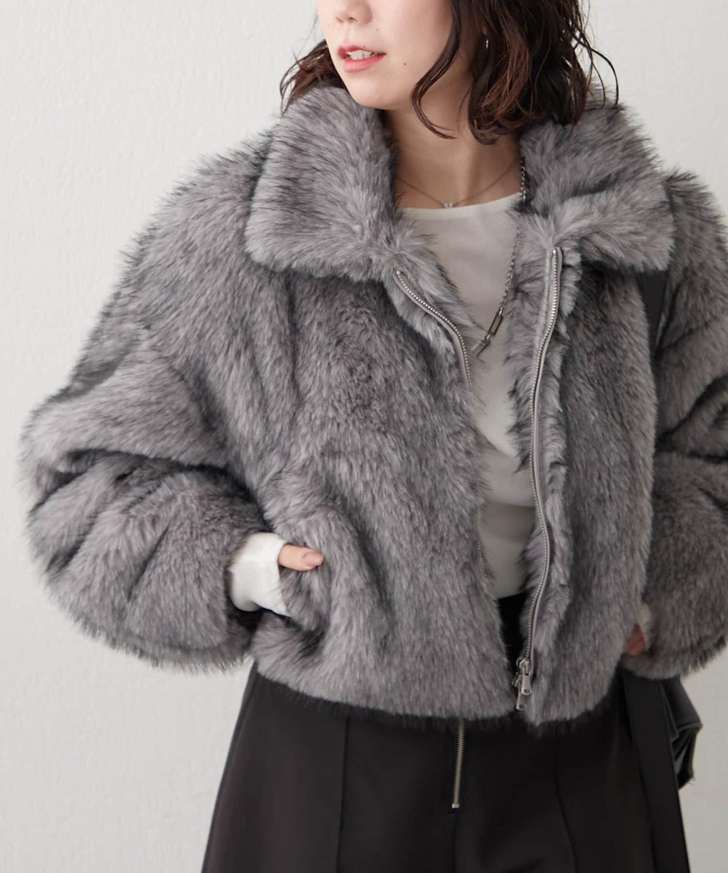 拼接毛皮兩用夾克