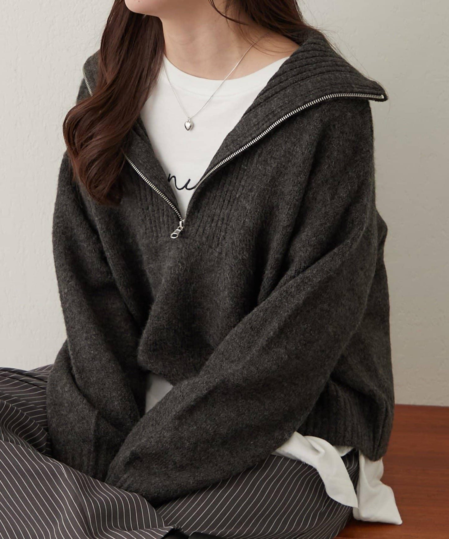 Yak觸感半拉鍊針織衫