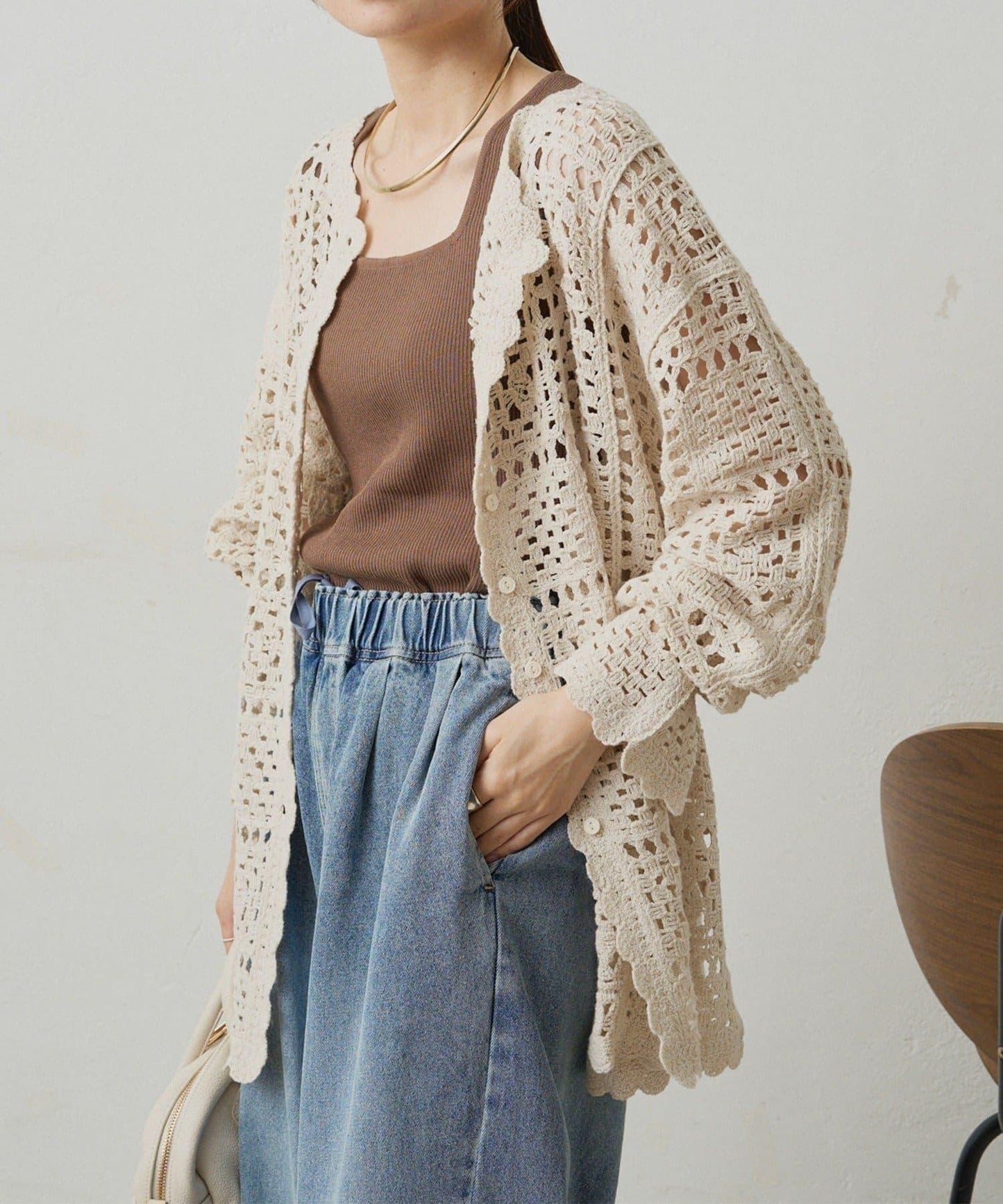 【PUAL CE CIN】鉤針編織針織開衫