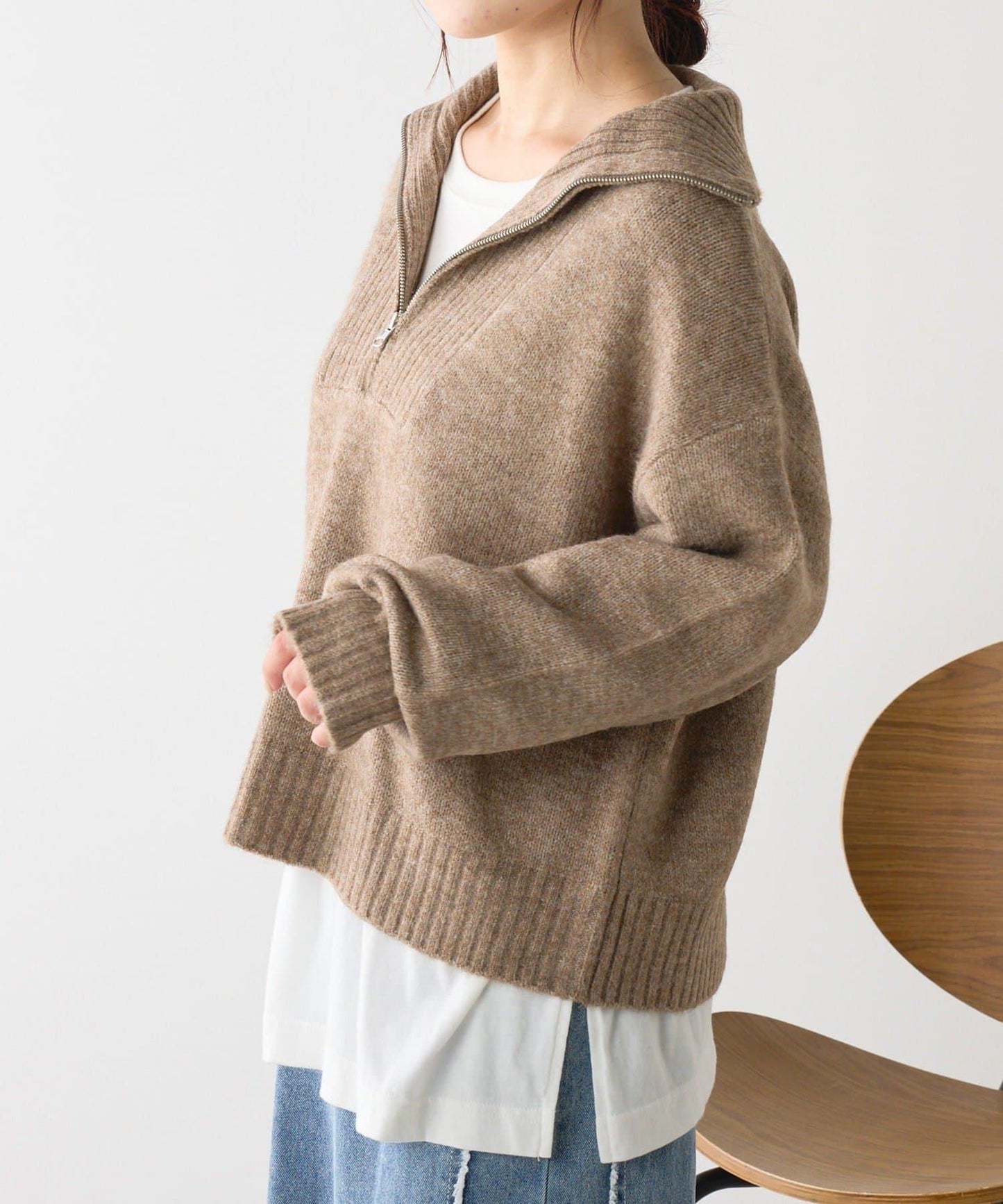 Yak觸感半拉鍊針織衫