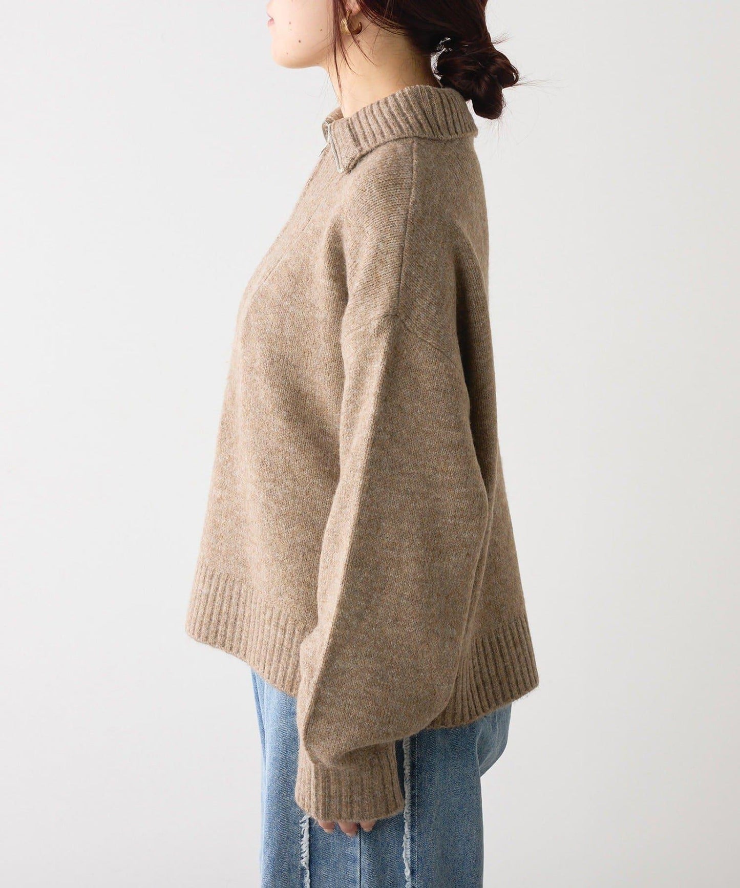 Yak觸感半拉鍊針織衫