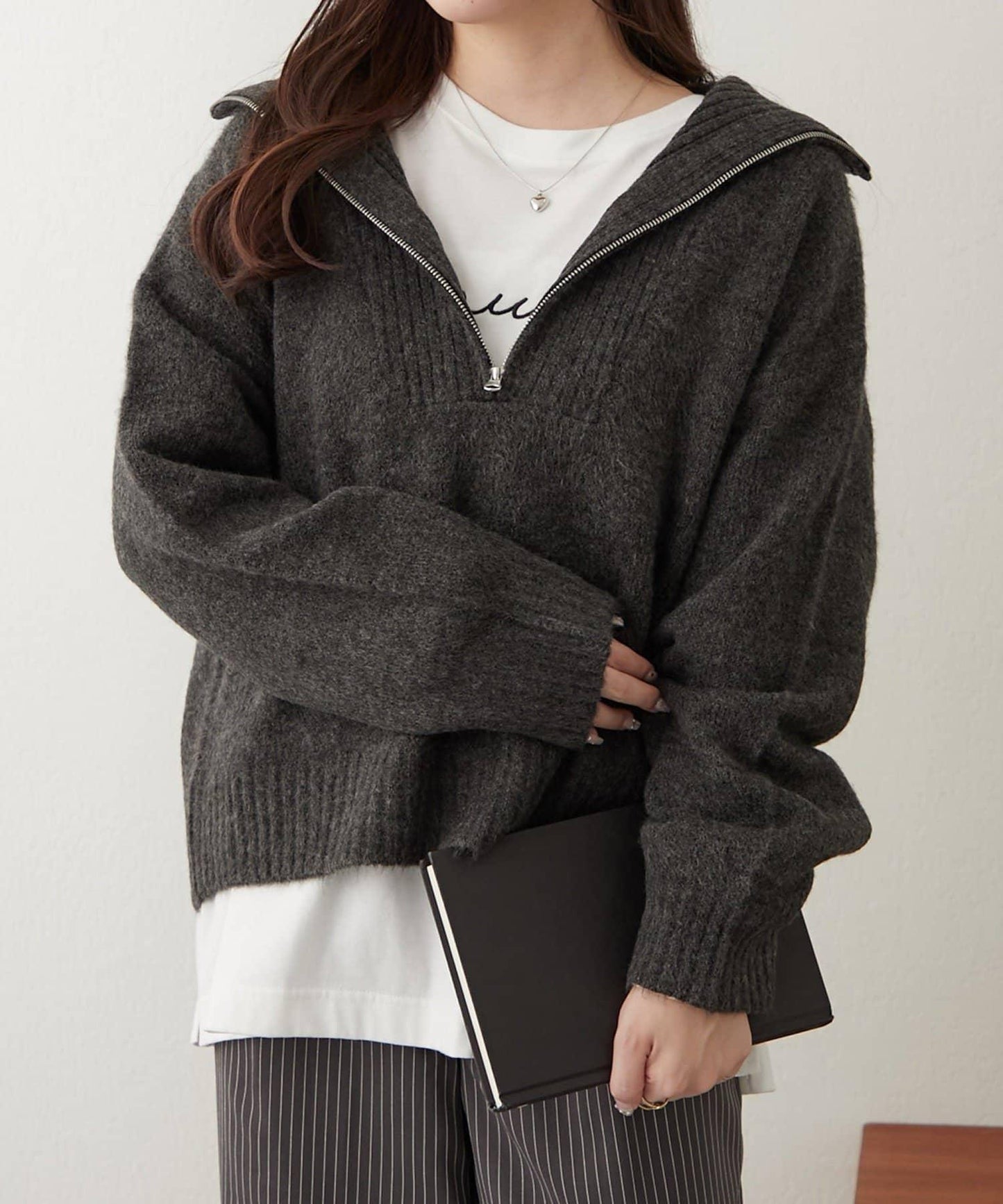 Yak觸感半拉鍊針織衫