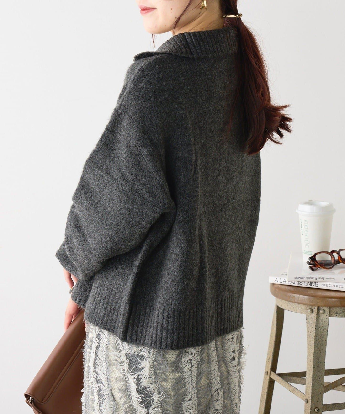 Yak觸感半拉鍊針織衫