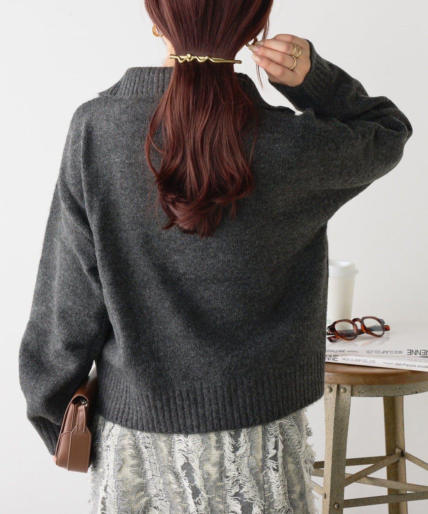 Yak觸感半拉鍊針織衫