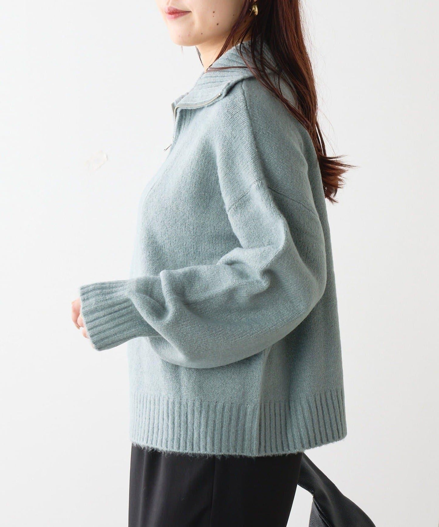 Yak觸感半拉鍊針織衫