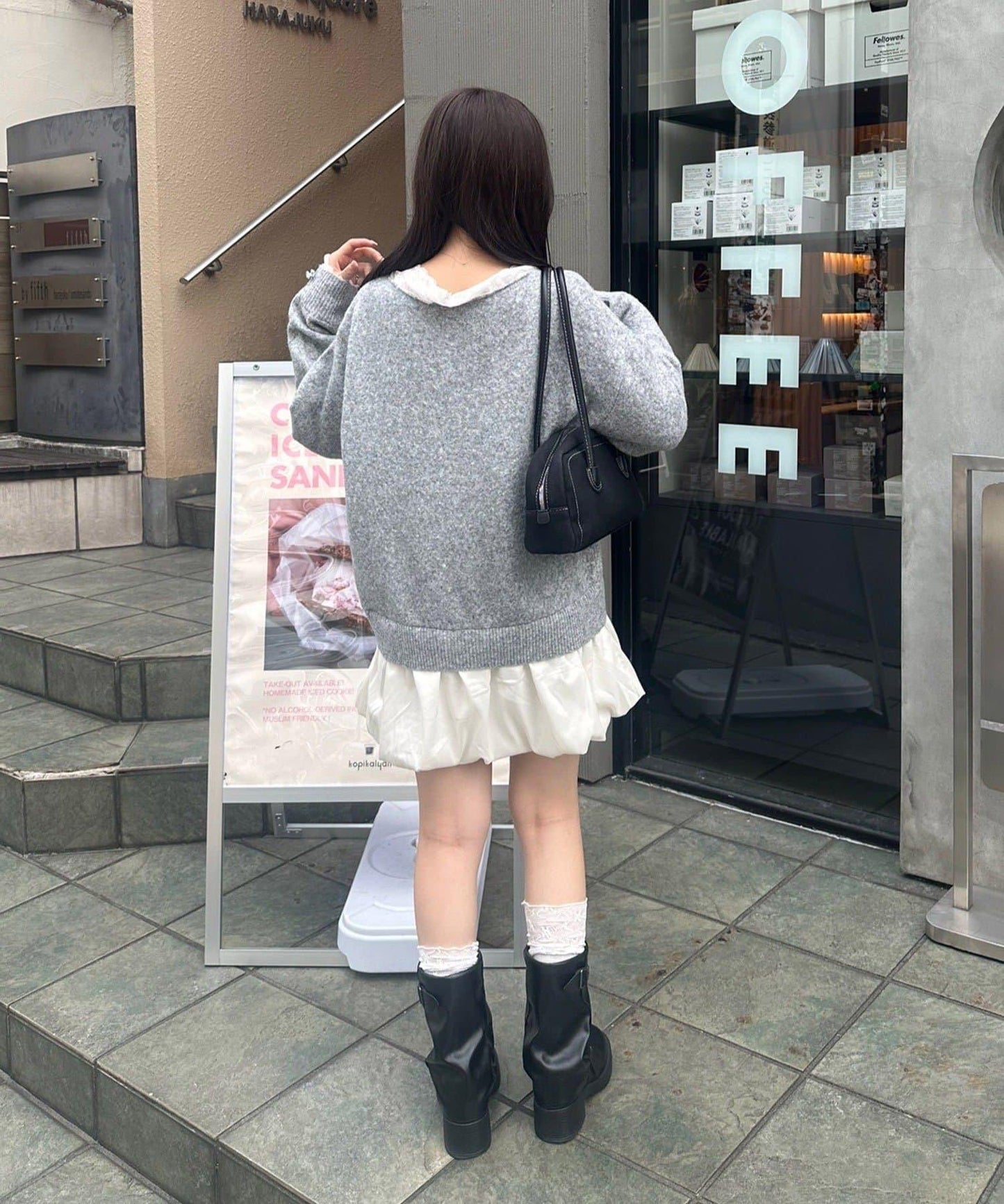 【Ribbon Collection】蕾絲拼接泡泡袖迷你連衣裙