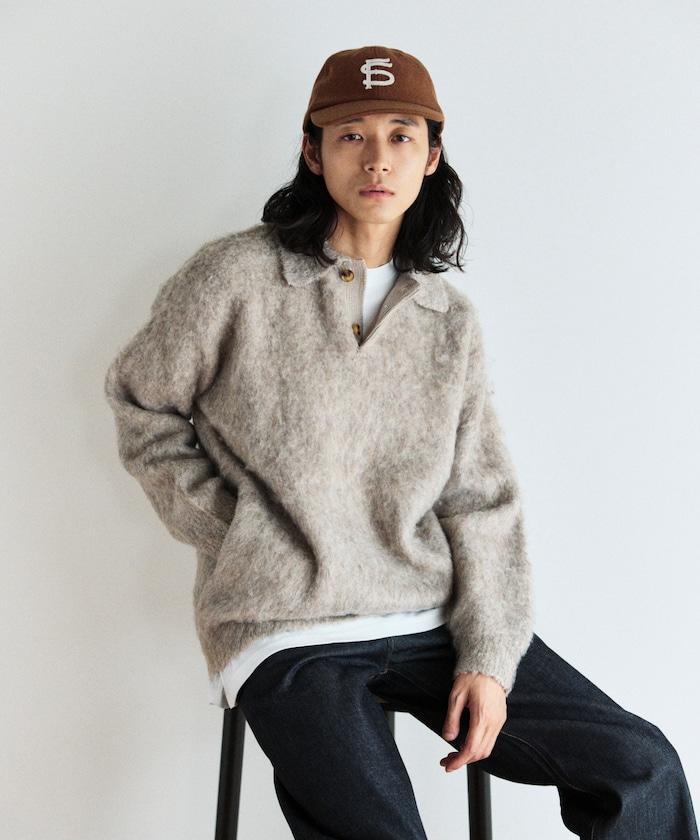 長絨毛針織POLO領毛衣