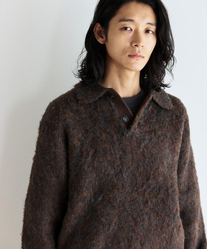 長絨毛針織POLO領毛衣