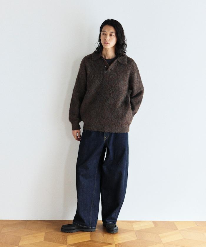 長絨毛針織POLO領毛衣